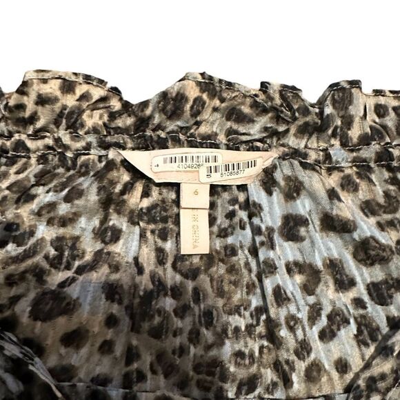 Rebecca Taylor Lynx Tie Sage Leopard Print Blouse Size 6 - Picture 15 of 15